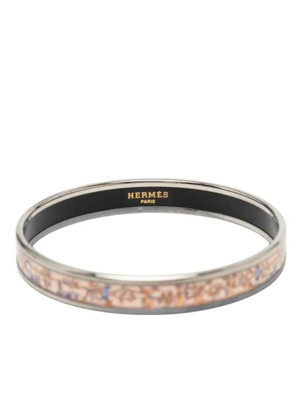 Hermes Enamel PM Bangle Silver Multicolor Metal Bracelet